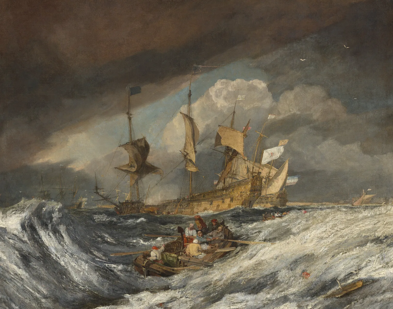 Galerie Mont Turner<Boote, die den holländischen Kriegsleuten die Anker ausbringen - William Turner
