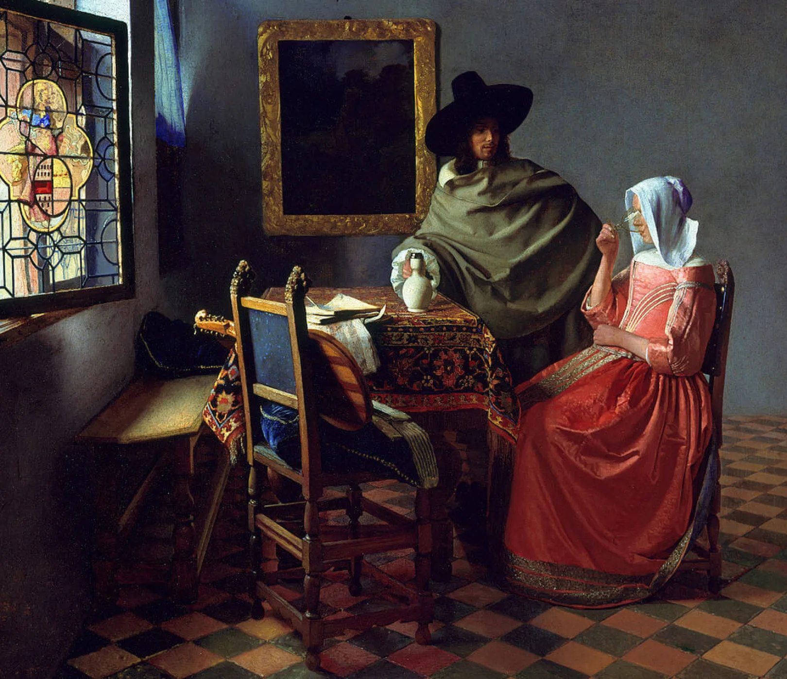 Galerie Mont Vermeer<Das Mädchen mit dem Weinglas - Johannes Vermeer