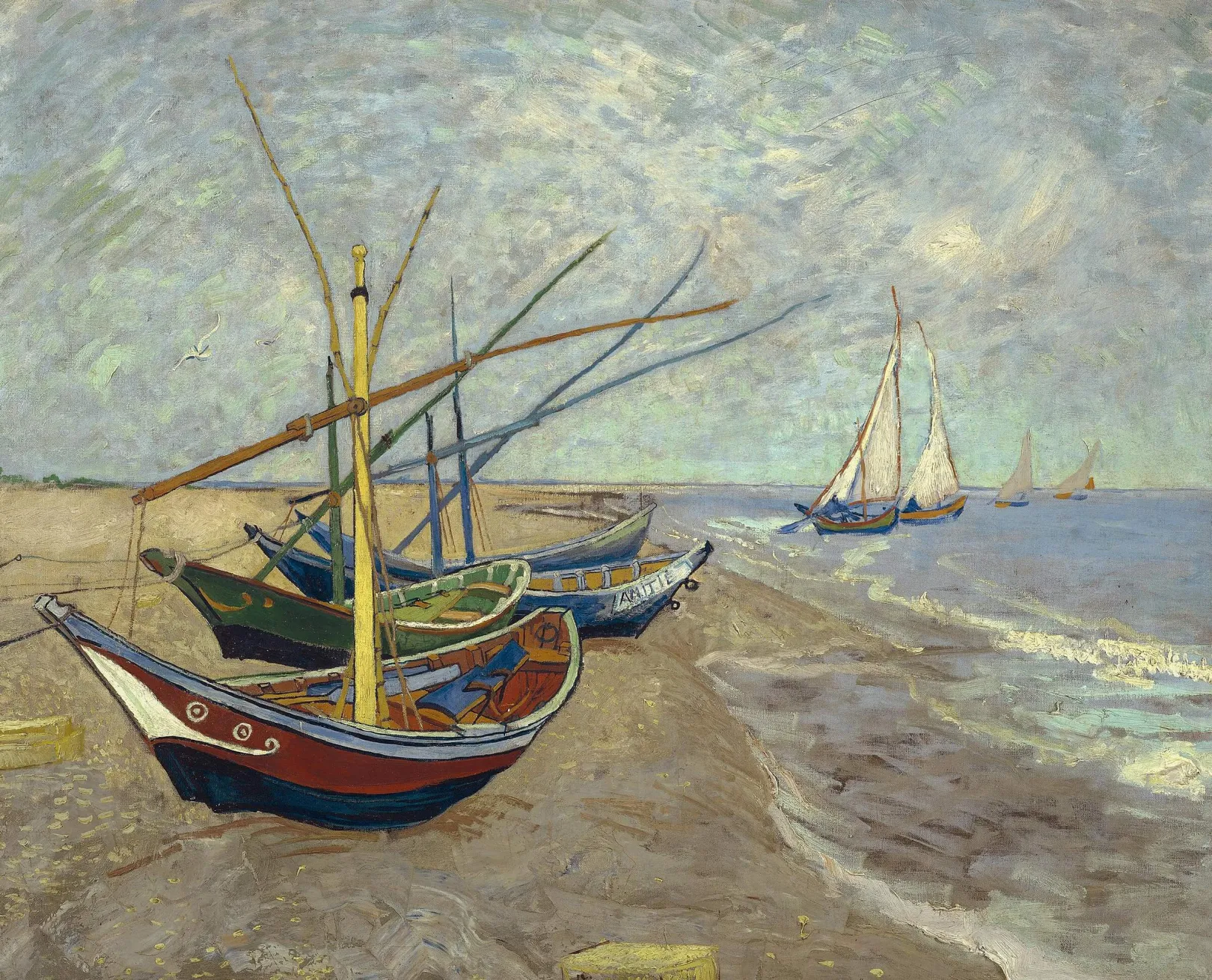 Galerie Mont Van Gogh<Fischerboote am Strand von Saintes-Maries - Vincent Van Gogh