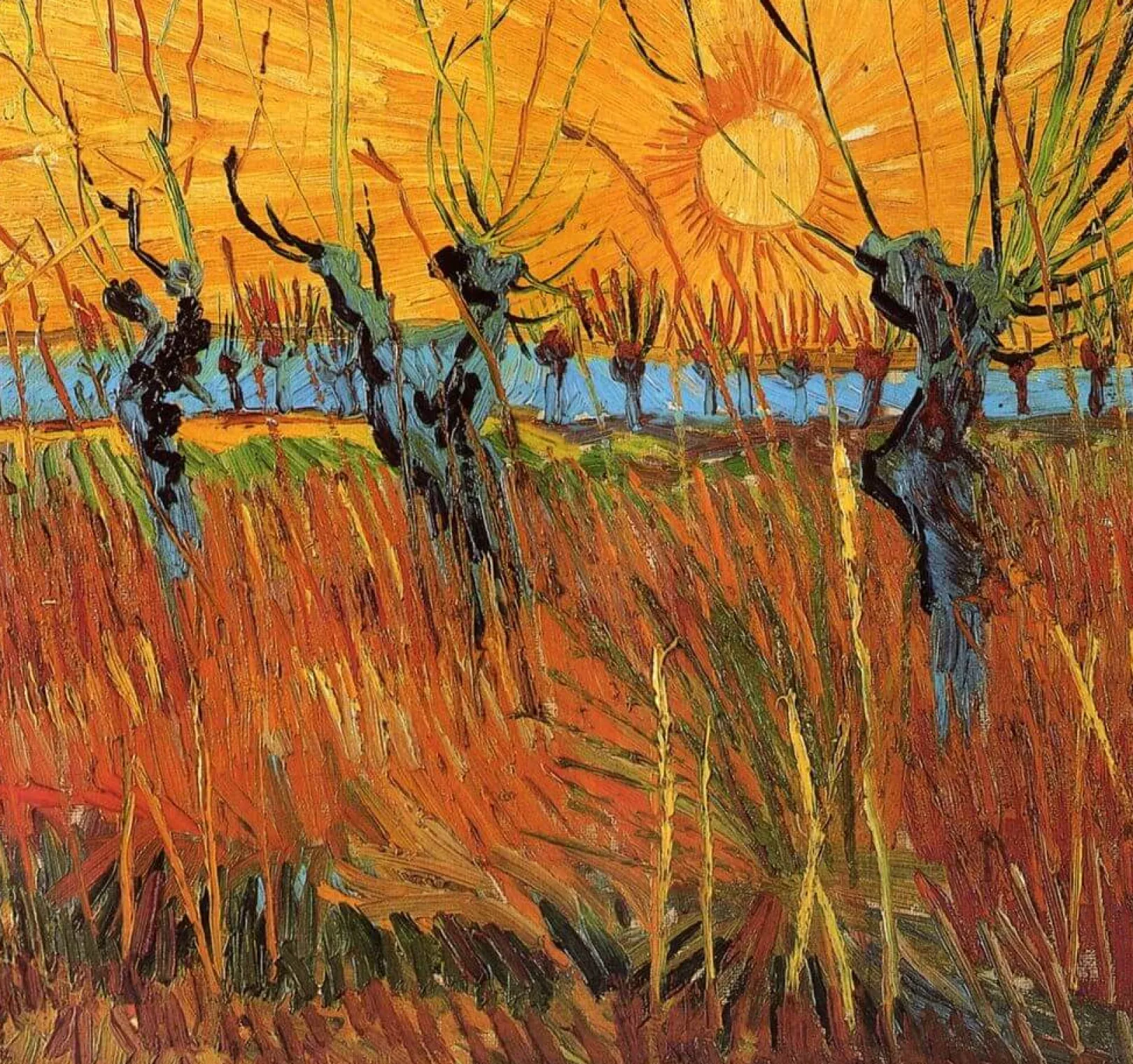 Galerie Mont Van Gogh<Weiden im Sonnenuntergang - Vincent Van Gogh