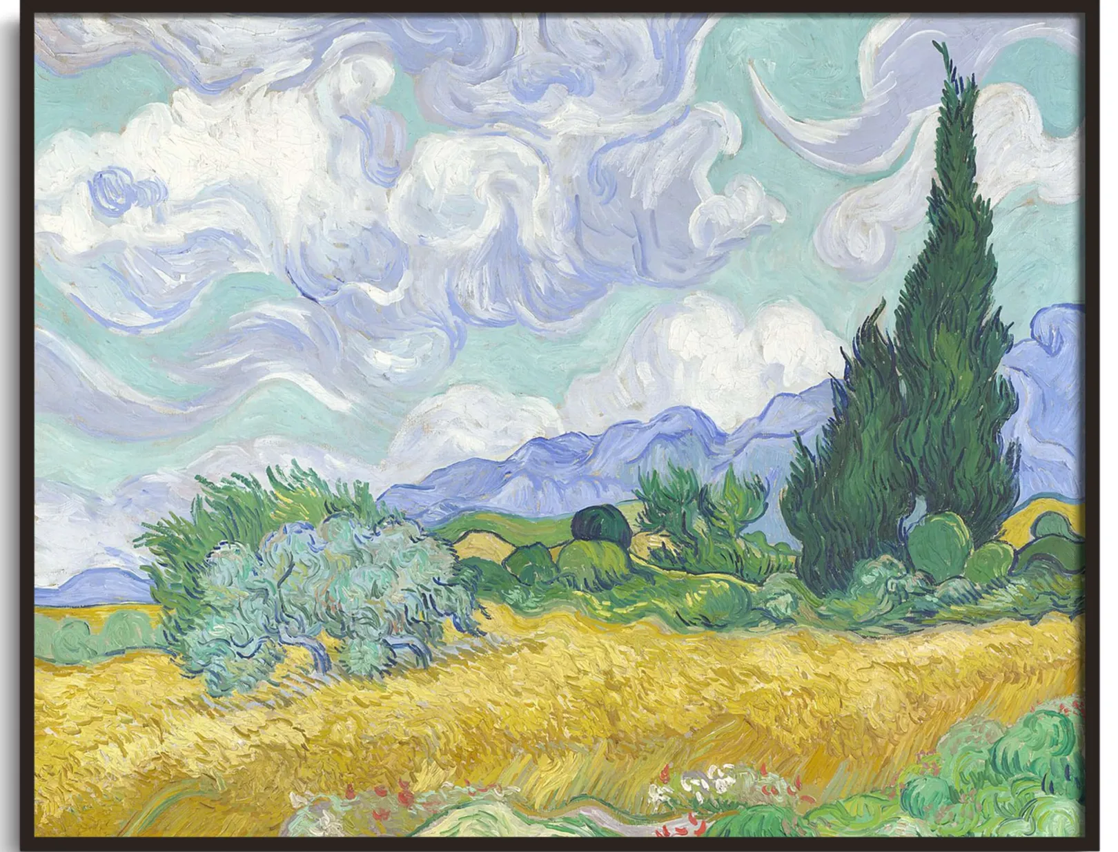 Galerie Mont Van Gogh<Weizenfeld mit Zypressen - Vincent Van Gogh